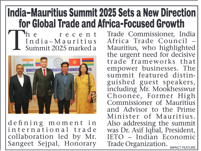 A Decisive Inflection Point: Building Stronger Trade Frameworks Across the India–Mauritius–Africa Corridor